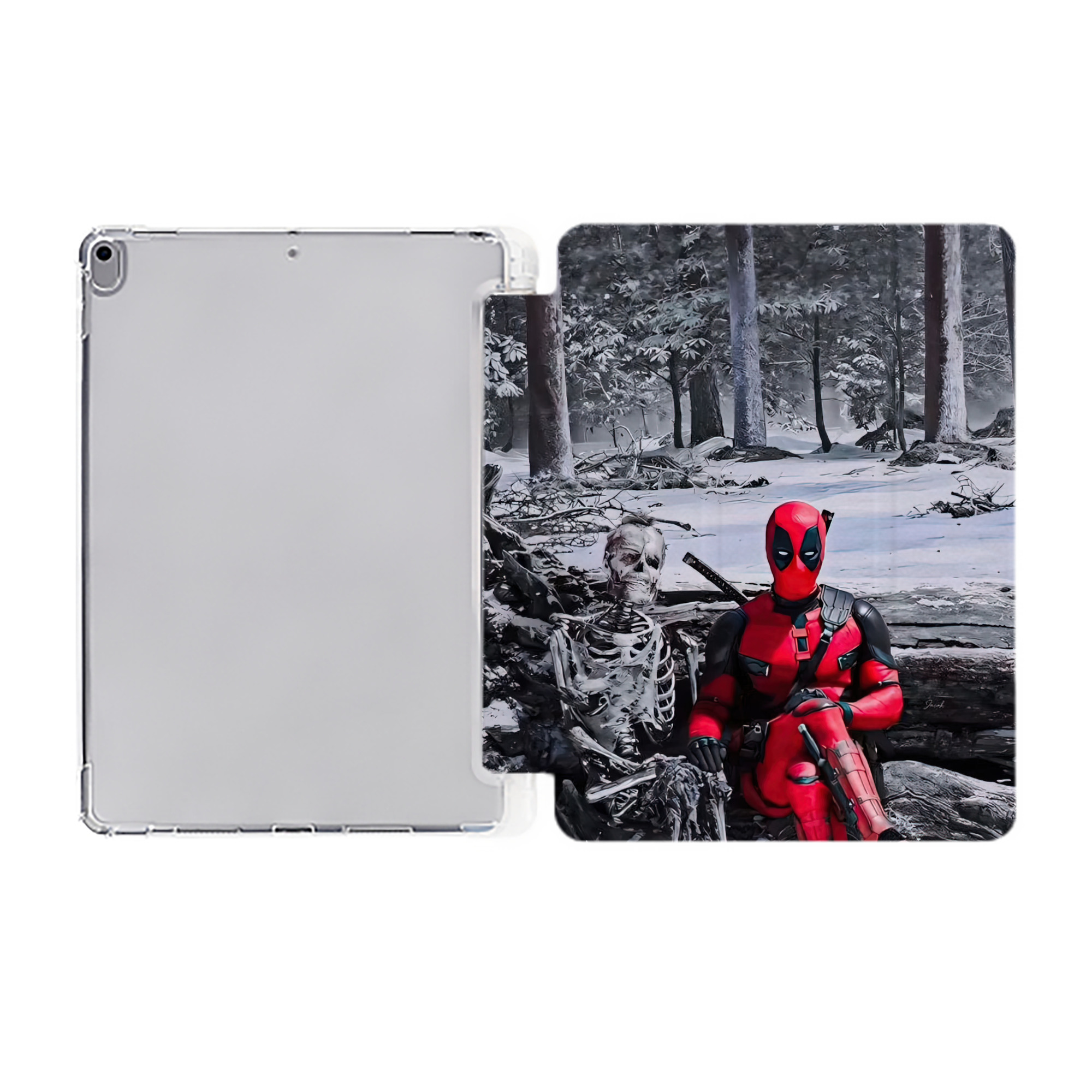 （画像用） Deadpool デッドプール IPad ケース ペン収納付き 三つ折りスタンド PUレザー×シリコン 対応機種9.5/10.5/10.9インチ